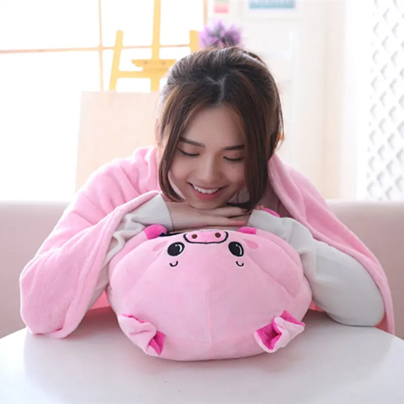 1 шт. 40 см Kawaii плюшевая свинья кошка Подушка подушка с набивкой игрушки одеяло 2 в