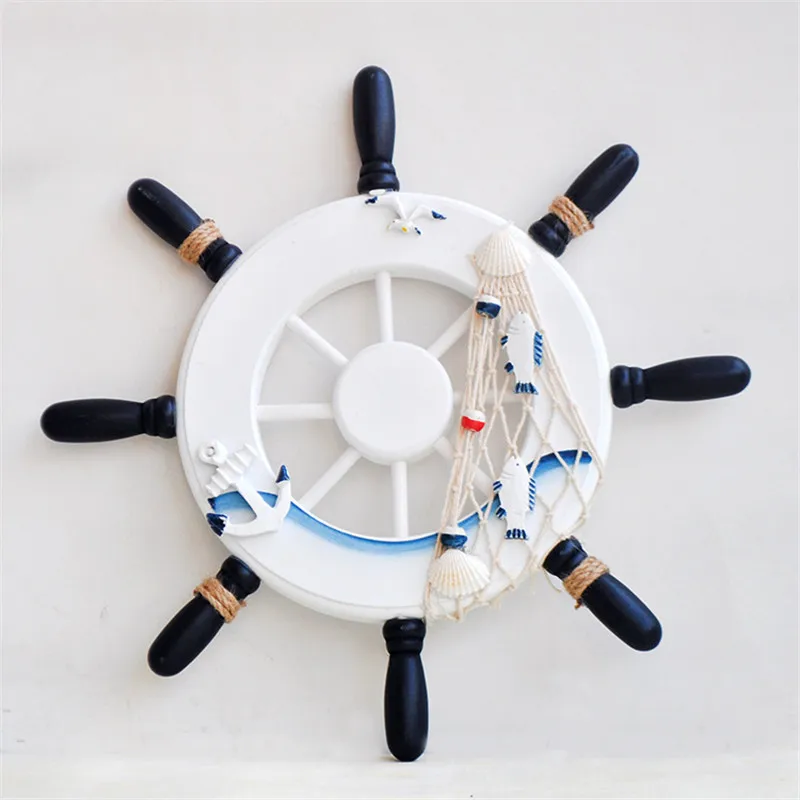 

Vintage Home Decor Wooden Boat Ship Rudder Fishing Net Home Wall Nautical Steering Wheel Marine Decoration