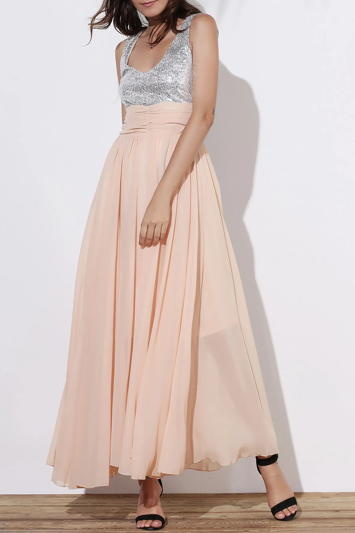 

Rosegal Women Dress Sequin Empire Waist Chiffon Long Prom Evening Party Dress On Sale