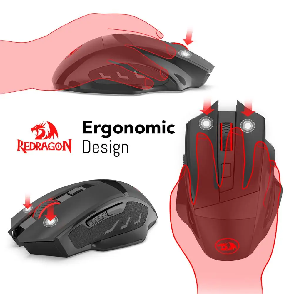 Redragon M653 MIG Беспроводная игровая мышь RGB 2 4G USB приемник Оптический сенсор