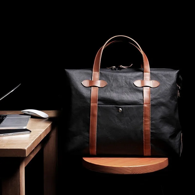 

New Group Rubberized Canvas Waterproof Portable Kumon Briefcase Men's Travel Shoulder Bag For 15.6 Inch Laptops Handbag