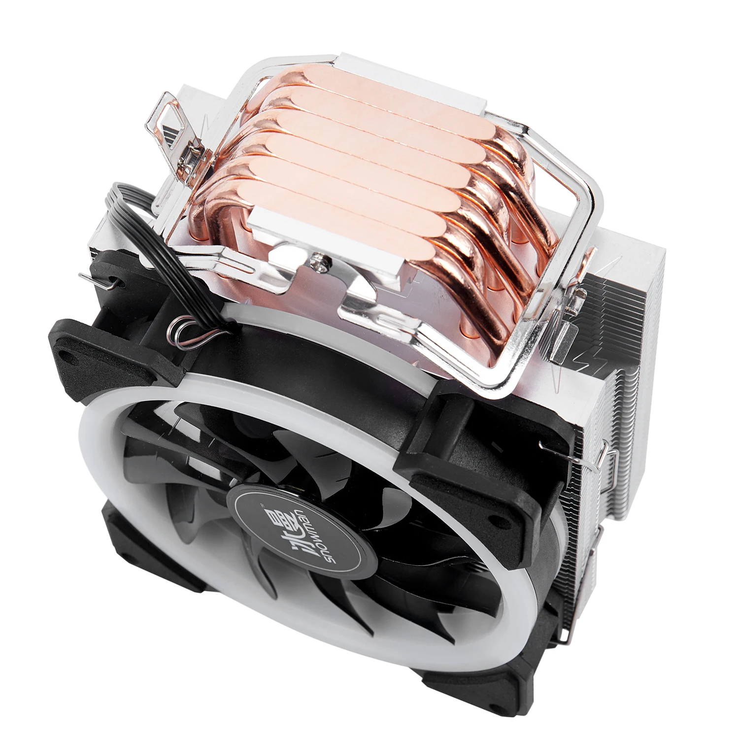 Кулер SNOWMAN для процессора 4 контакта 6 тепловых трубок с RGB светодиодами 12 см LGA775 1151