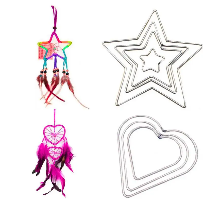 

DIY Welded Iron Ring Hoop Dream Catcher Material Heart Five-Pointed Star Shaped Hoop Metal Ring bracelet pendant anklet