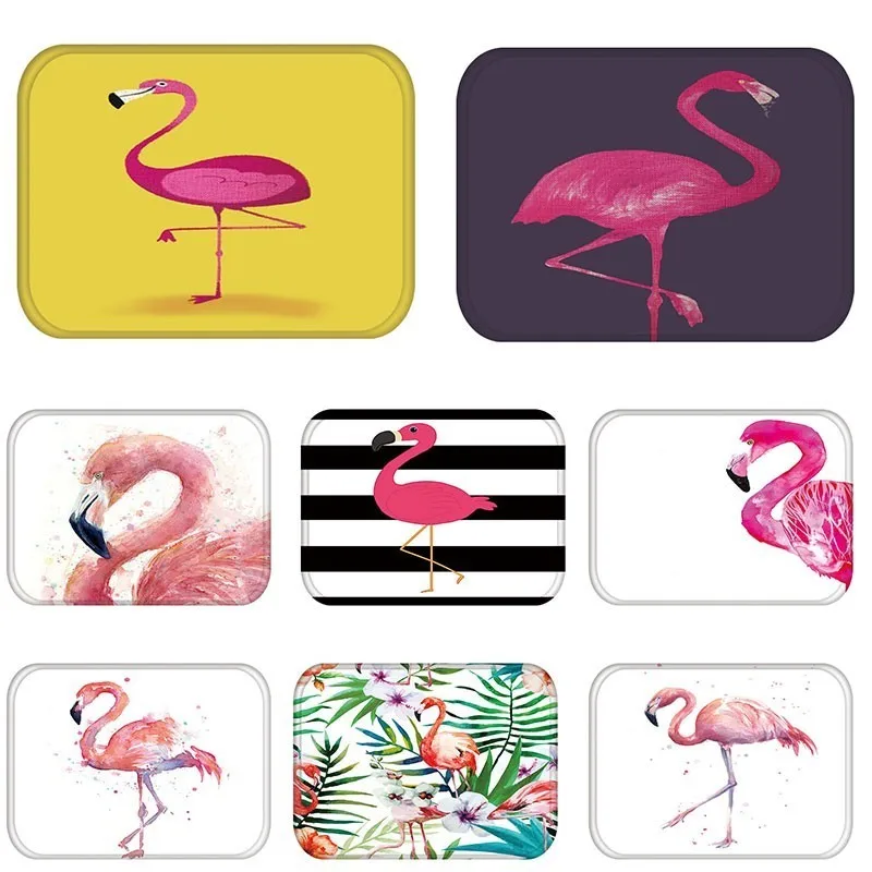 

Flamingo Doormat For Entrance Door Pink Printed Coral Velvet Bathroom Anti-slip For Living Room Mats Rug Kitchen Floor 48229
