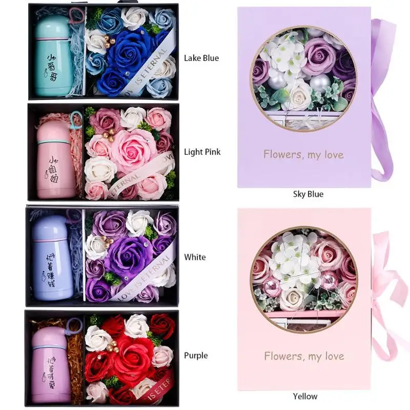 

Artificial Flowers Gift Box PU Mini Simulation Tulip Artificial Fake Flower Bride Bouquet Decor Gift With Customed Mugs