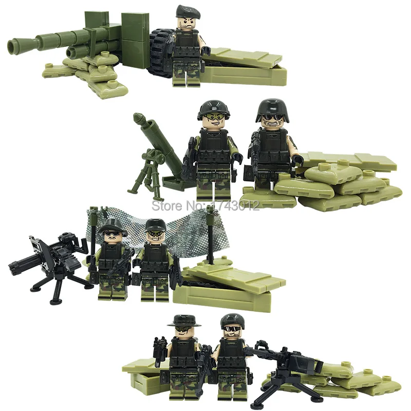 

D168 Jungle Task Force World War 2 Soldier Military SWAT Weapon Gun German Army navy seal Building Blocks Figures Toy Boy Gift