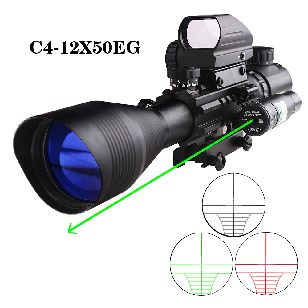 Прицел пистолет зеленый красный оптика точка 4 12X50EG Airsofts голографический Riflescope