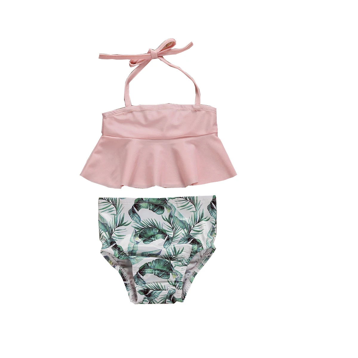 

2Pcs Lovely Toddler Kids Baby Girl Bikini Set Strap Tank Tops High Waist Printing Bottom Swimwear Beachwear Bandge Bathing Suit