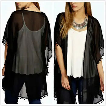 

Chiffon Tops Tassel Shawl Kimono Cardigan Blusa Feminina 2016 Women Casual Moon Print Blouse Summer kimono Shirts Jackets