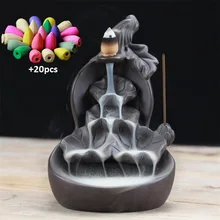 Фиолетовая глина Тыква лотоса водопад ладан горелка палочка держатель курильница аромат дым обратного потока благовония горелка домашний декор