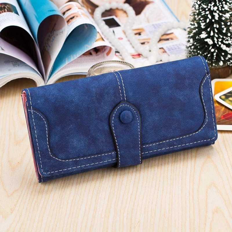 

Korean Version Wallet Female Long Section Retro Matte Stitching Ladies Wallet Women's Wallet Hand-Held Wallet