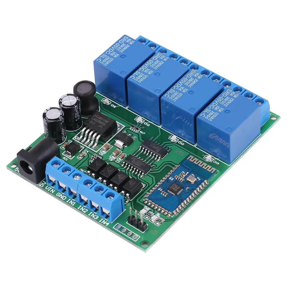

4 Channel Bluetooth Relay Module Phone Wireless Control Switch 2.1 Bluetooth Relay Module 6-10m Communication Distance