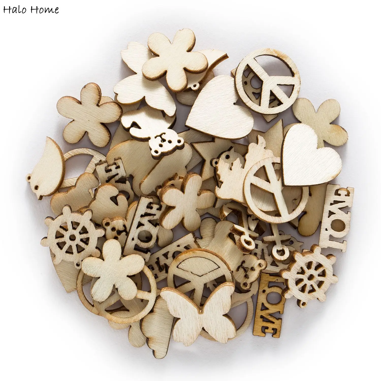 

30pcs Mixed Life Theme Wooden Chips for Scrapbooking Embellishments Crafts Home Party Decor Buttons Handmade Accessories 10-22mm