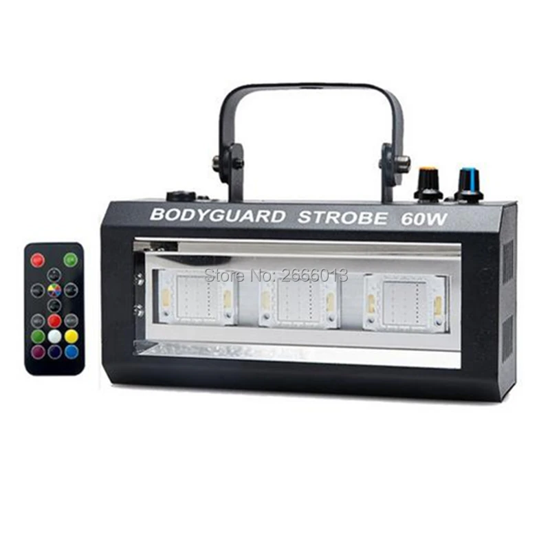 

Wireless Remote Control LED 60W RGB Strobe Light Stroboscope Follow Sound Music Rhythm Control Stage Light Effect Flash Lighting
