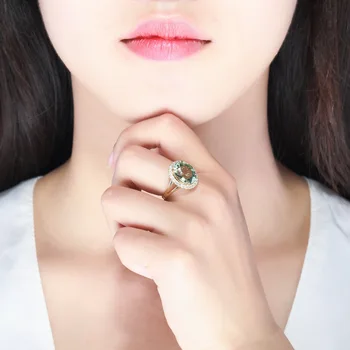 

14K Yellow Gold Sapphire Ring for Wedding Women Turquoise Bizuteria Diamante diamond Gemstone Anillos De Ring females