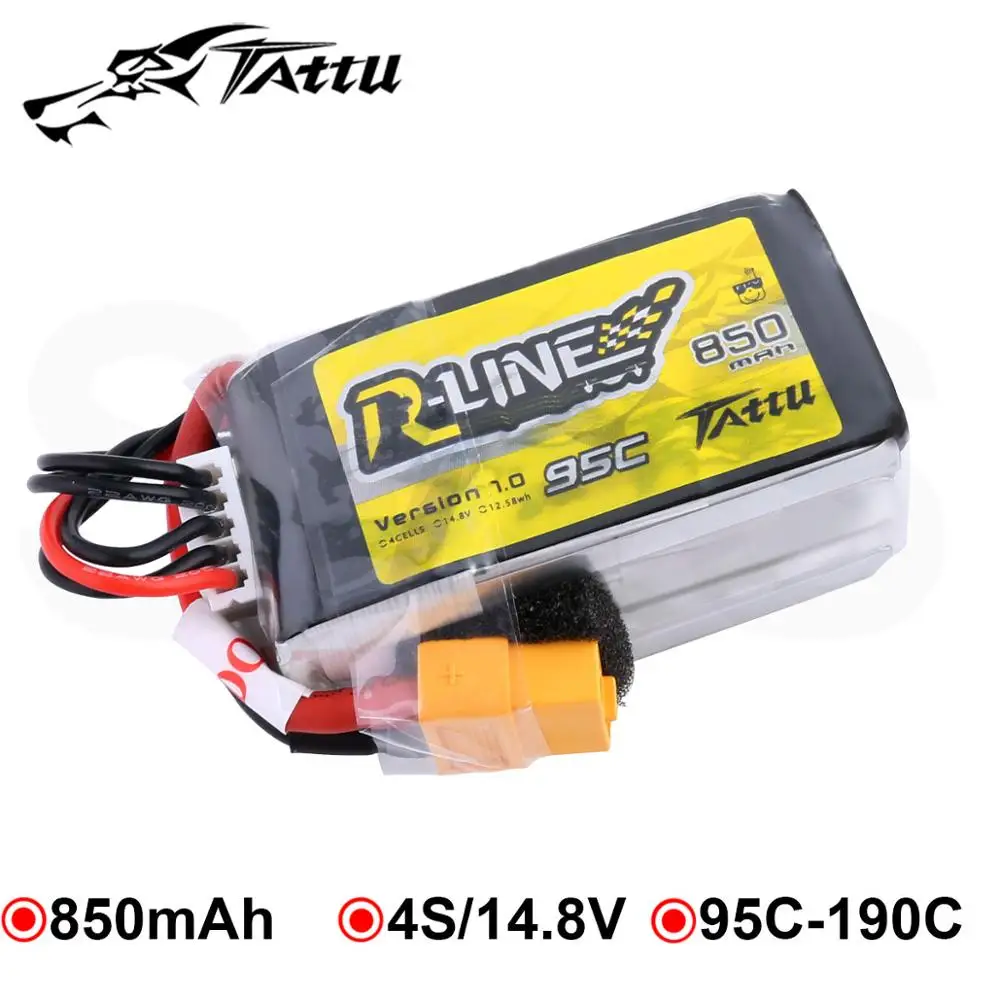 4S аккумулятор Tattu R Line 850 мАч 14 8 в 95C XT30 XT60 с вилкой для радиоуправляемого дрона FPV 150