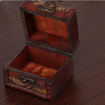 

Vintage Jewelry Storage Box Handmade Wooden Desk Decorative Display Case Makeup Organizer Box Treasure Square Jewelry Holder Box