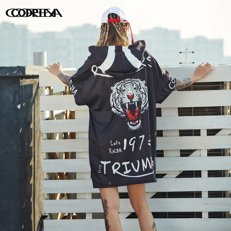 

harajuku t shirt women Short Sleeves tshirt Street Punk Dance Clothes Rock Color Spray Hand Painted tiger Printed tops Hoodie