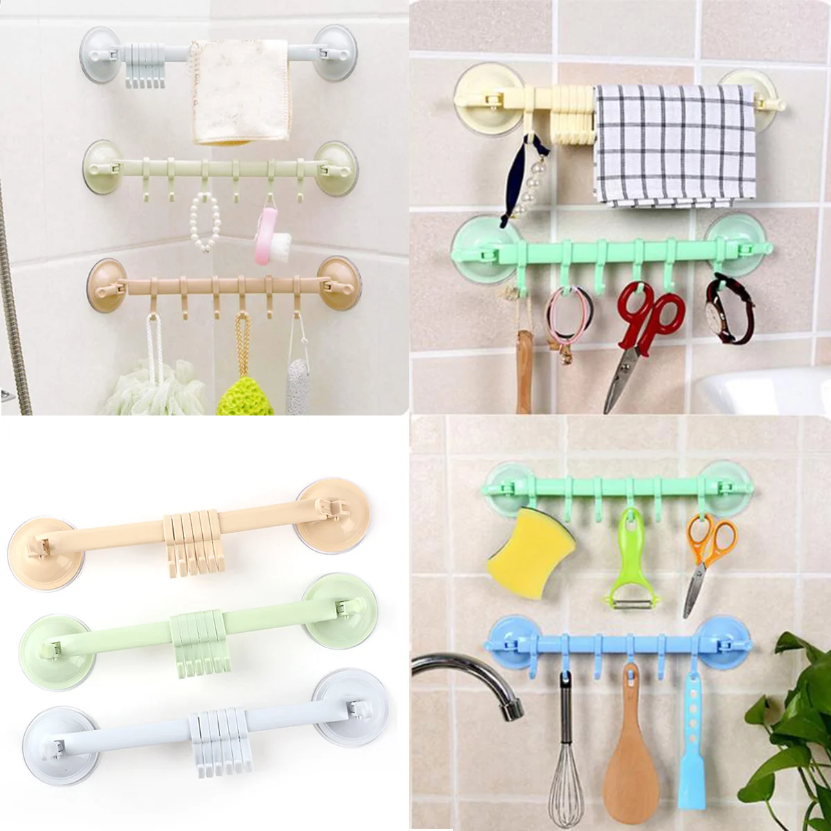 1PC Adjustable Hook Rack Double Suction Cup Towel Rack Hanging Shelves Hook Holder Lock Type Sucker Kitchen Bathroom Accessories 1PC Adjustable Hook Rack Double Suction Cup Towel Rack Hanging Shelves Hook Holder Lock Type Sucker Kitchen Bathroom Accessories