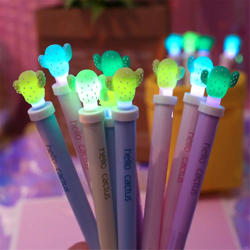 

1pc Cute Cactus Design Gel Pen 0.5mm Cartoon Black Ink Light Pen Kawaii Stationery Kids Gifts School Office Writing Supplies