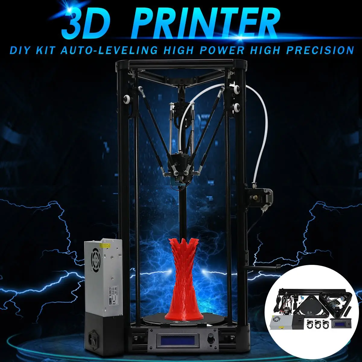 

3D Printer Pulley 180*300mm DIY FDM Auto-Leveling High Power High Precisions 3D Drucker Printer DIY Kit