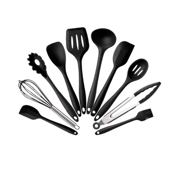 

Silicone Tongs Spatula Spoon Cooking Gadgets Kitchen Utensils BBQ Non-stick Silicone Cookware Set Kitchen Tool For Cooking 10Pcs