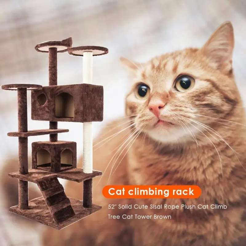 

Cat Kitten Scratching Post Toy Solid Sisal Rope Plush Cat Climb Trees Cat Toy Pet Cat Tower Climbing Frame
