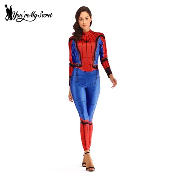 

[You're My Secret] Extraordinary Spider-Man Cosplay Costume Women Bodysuits Long Sleeve Jumpsuit Slim Movie Performance Catsuit