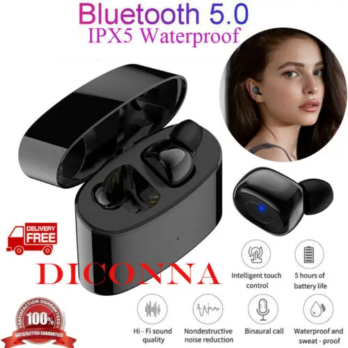 Беспроводные Bluetooth 5 0 наушники гарнитура TWS водонепроницаемые IPX5 для мобильного