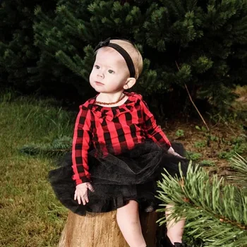 

Classical red/black plaid romoer baby boy/girls long sleeve bodysuit toddler baby overalls children Christmas outfits