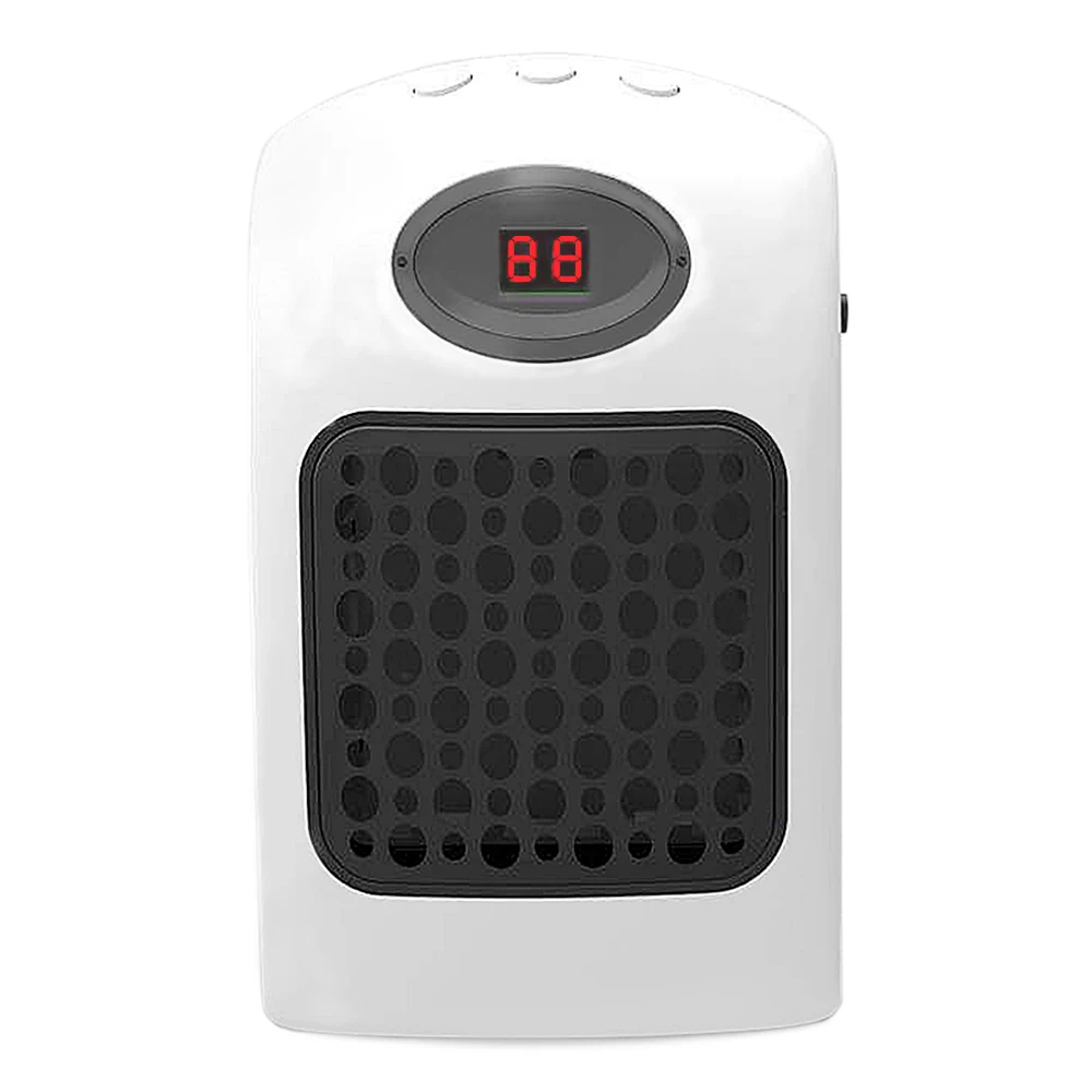 

Mini Wall-Outlet Portable Office Home Heater Ceramic Heating Adjustable Thermostat And Plug Direction Timer With LED Screen 900W
