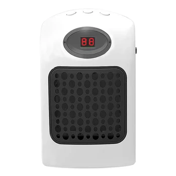 

Mini Wall-Outlet Portable Office Home Heater Ceramic Heating Adjustable Thermostat And Plug Direction Timer With LED Screen 900W