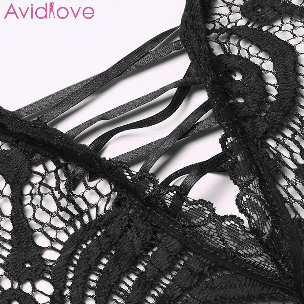 Avidlove, сексуальное боди, эротическое, женское, сексуальное, с бретелькой через шею, кружевное, цветочное, летнее, без рукавов, просвечивающее белье, ночное белье, боди