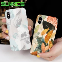 SUYACS Retro naturaleza hoja caso para iPhone X XS Max XR 6 7 8 Plus equipado duro PC pantalla de protección de la contraportada del teléfono Vintage