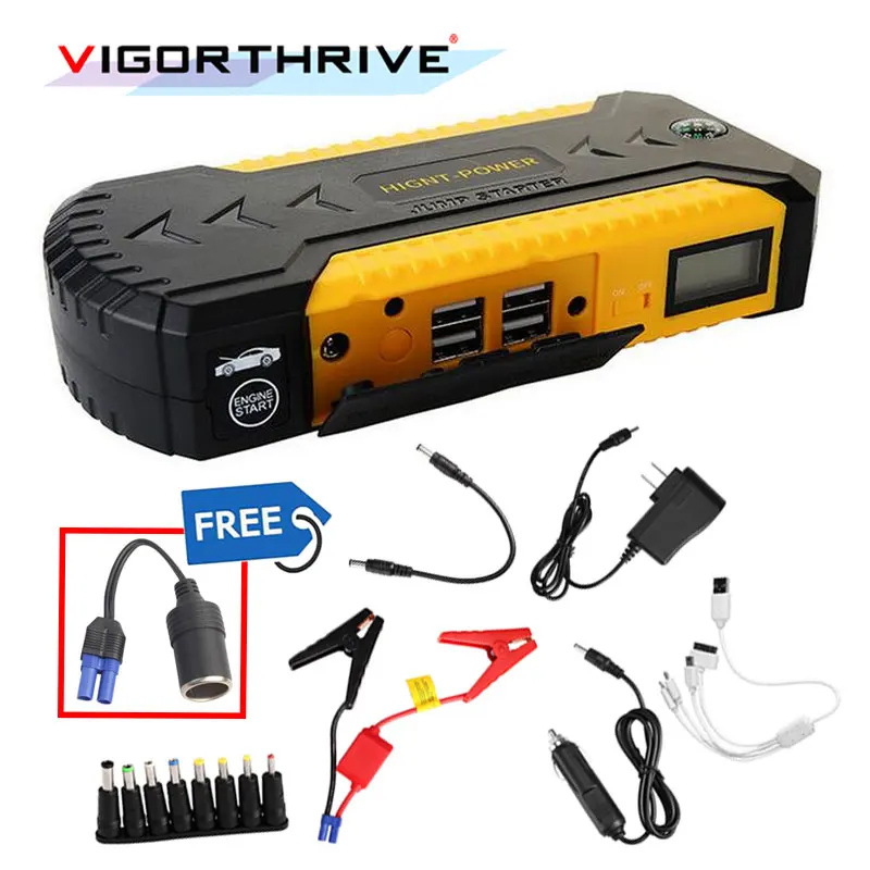  3 LED light With Power Adapter Car Jump starter For Petrol Cellphone 4 USB 12V Multi-function Emerg