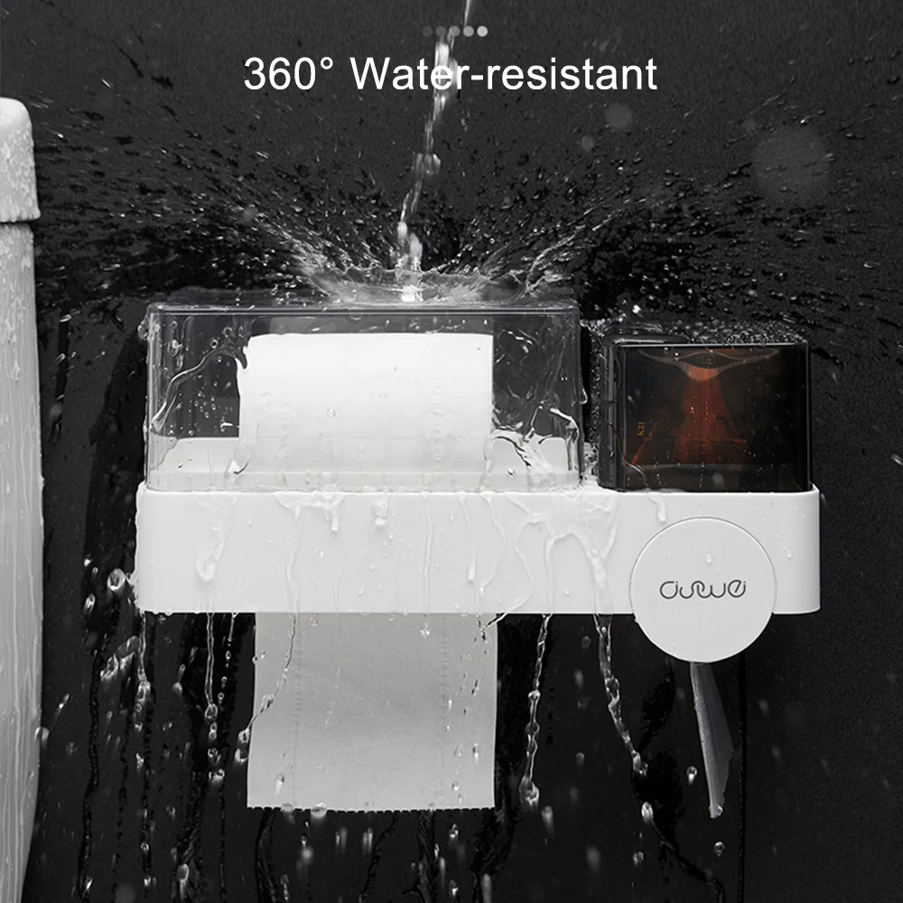 

Bathroom Water-resistant Toilet Paper Rack Paper Towel Holder Wall-mounted Tissue Boxes Dispenser with Garbage Bag Box