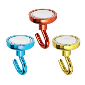 

SULEVE 32mm 34KG Magnetic Hook Holder Neodymium Magnet Red/Yellow/Blue Hook Magnet For Home