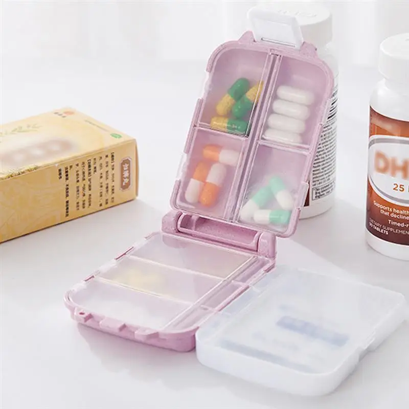 

Lemonbest 1pc Portable Biodegradable Eco-Friendly Wheat Straw PP Triple Layer Pill Case Box Organizer with Compartments