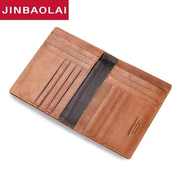 

2019 Genuine Leather Men's Passport Cover Wallet Large Capacity Passport Holder Coin Purse Men Organizer Wallets Card Holder