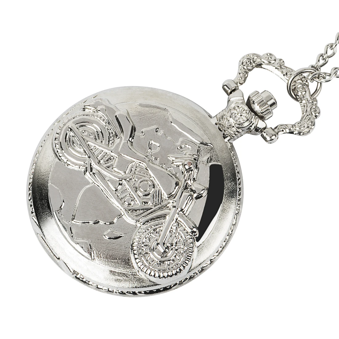 Intended Use Retro Silver Motorcycle Motorbike Pocket Watch Pendant Necklace Men Women Chain Clock Gifts 5