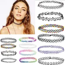 12 pcs Vintage Estiramento Tatuagem Gargantilha Colar Do Punk Gargantilha Colar Senhora Menina Retro Gothic Elastic Pingentes