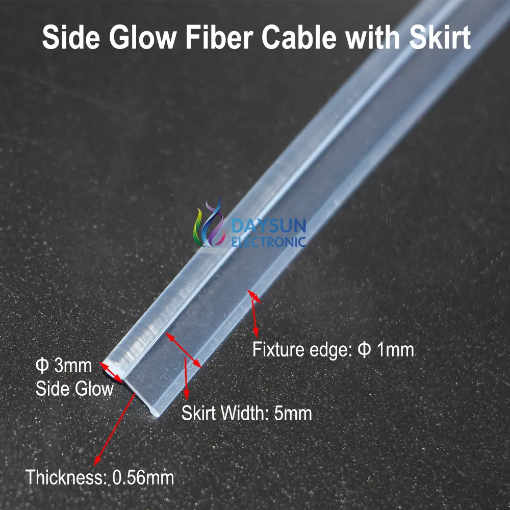 Новая юбка оптический кабель 3,0 мм/2,0 мм Боковой светящийся волоконный кабель для автомобиля атмосферный светильник сверхяркий светящийся кабель с монтажным краем