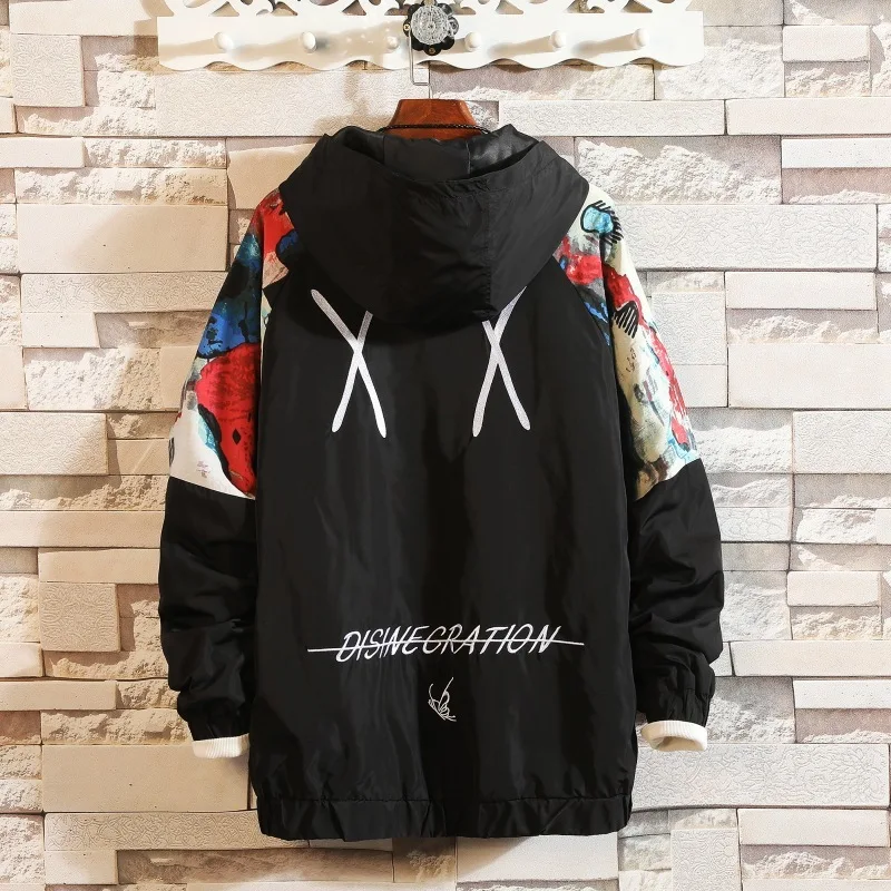 #2923 Spring Doodle Letter Embroidered Baseball Coat Men Black Plus Size 5XL Streetwear Jackets Zipper Windbreaker Japan Style #2923 Spring Doodle Letter Embroidered Baseball Coat Men Black Plus Size 5XL Streetwear Jackets Zipper Windbreaker Japan Style