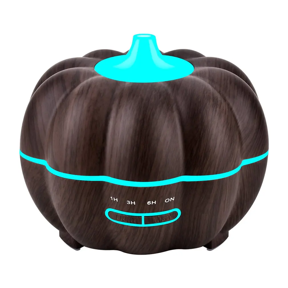 

Pumpkin Shaped Dark Brown Wood Grain Silent Short Mouth Aromatherapy Machine Essential Oil Diffuser Mist Humidifier