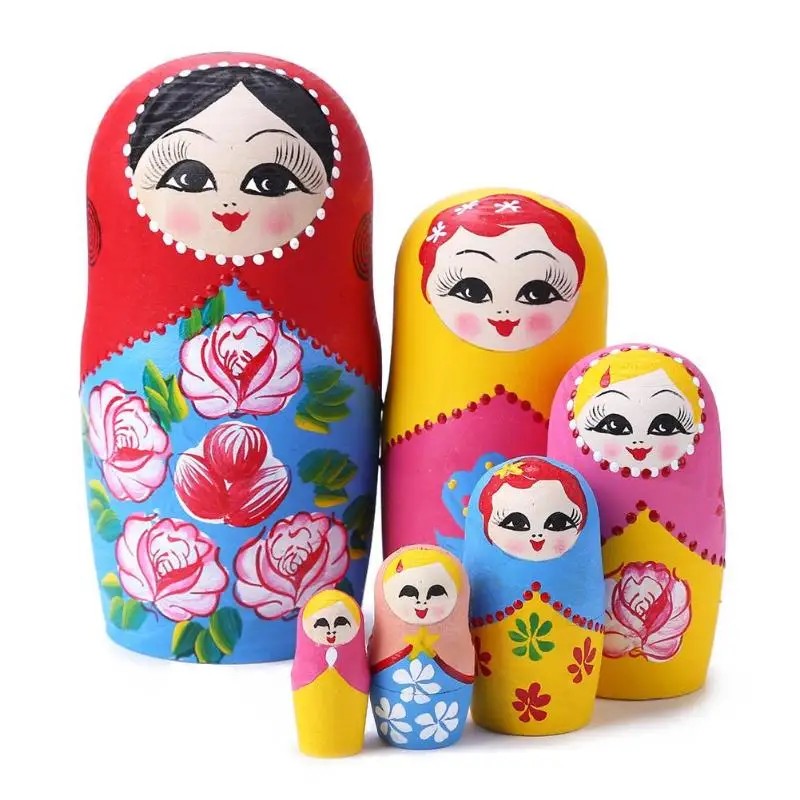 

6 Layer Creative Nesting Dolls Russian Doll Colorful Girl Gigogne Wooden Kids Toy Matryoshka Doll Hand Painted Set Wishing Toy