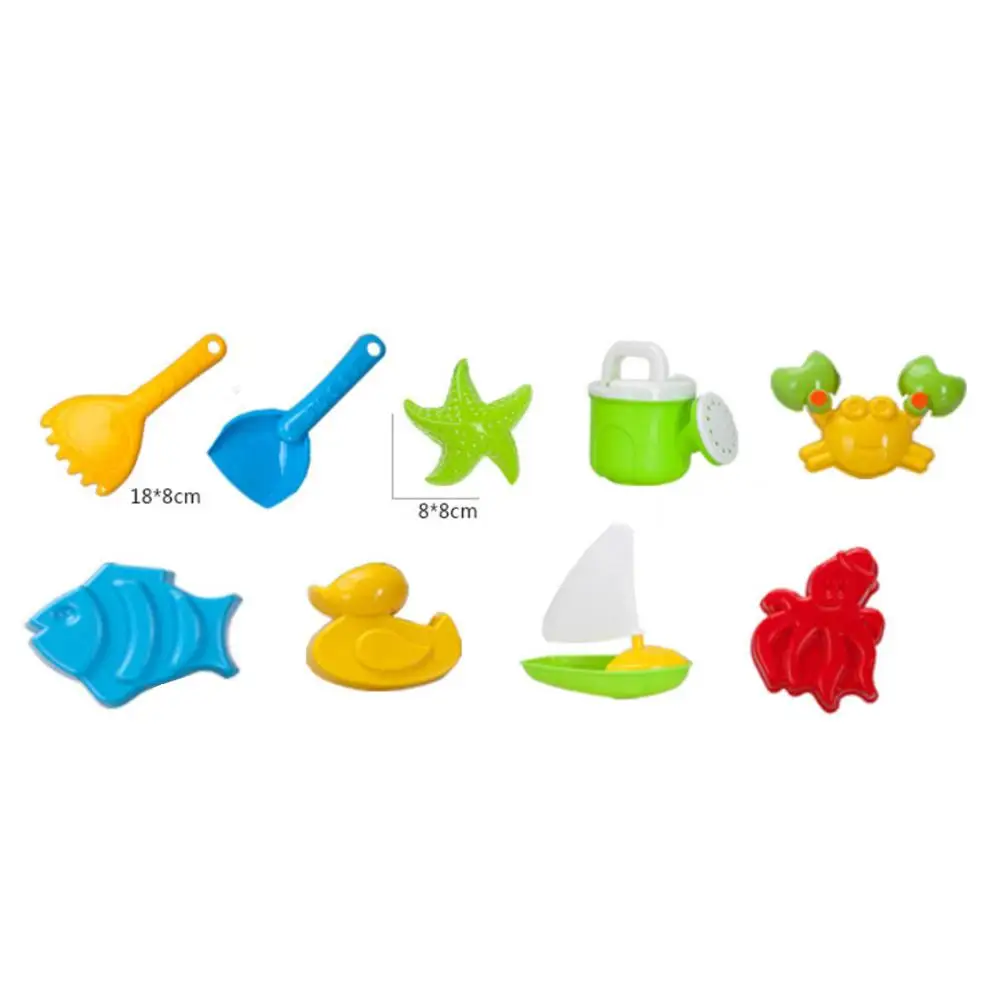  9pcs Portable Beach Sand Toys Set Animals Castle Sand Clay Mold Digging Table Shovel Tools Bath Wat