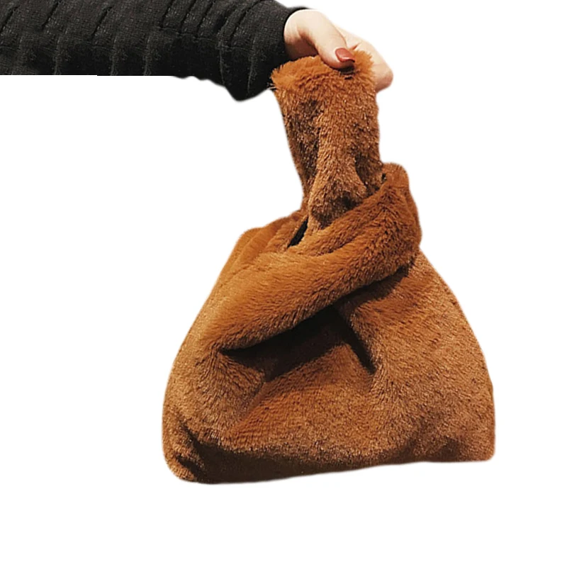 

Lady Winter Faux Fur Clutch Bag Fashion Handbag lady Puffy Vest Bag Bolsa Femme Mink Fur Handbags Women Tote Bag