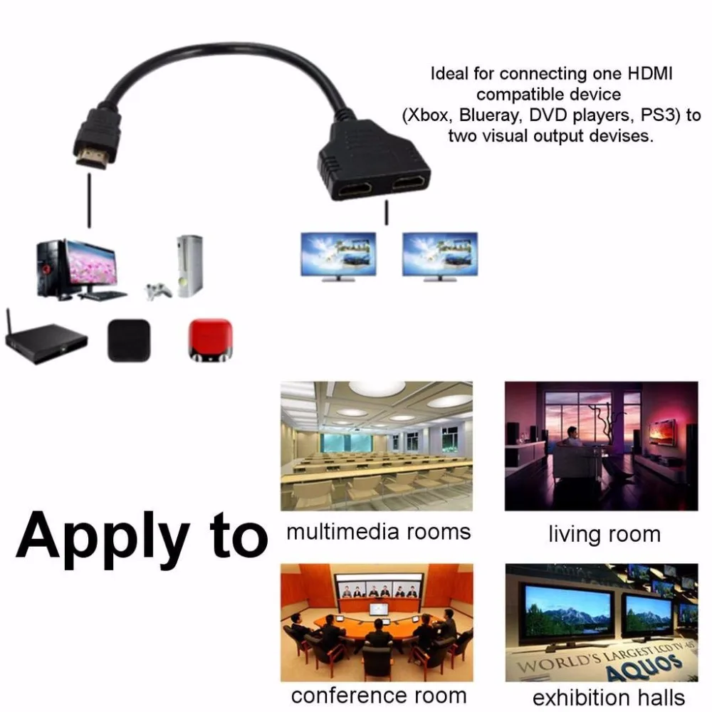 Новое поступление 2019 кабель внешний разъем 1 штекер Двойной HDMI 2 гнездовой Y