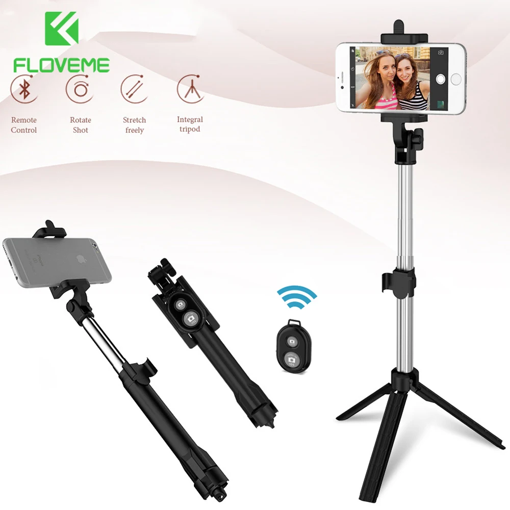 

FLOVEME Bluetooth Tripod Selfie Stick For iPhone Samsung Bluetooth Monopod Selfie Stick For Huawei Xiaomi Remote Stand Handheld