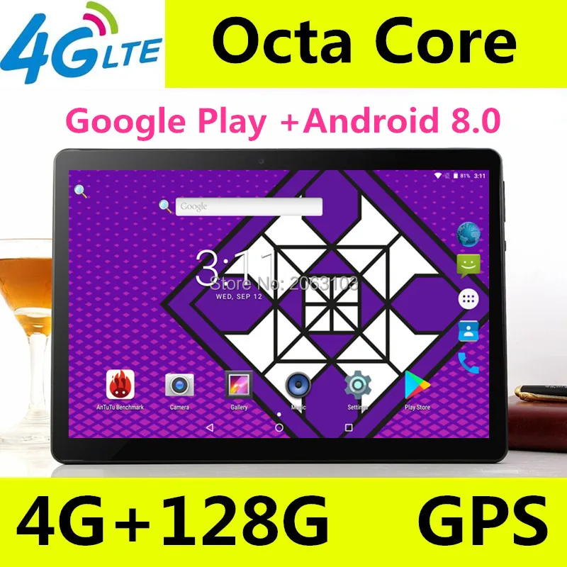  2019 newest 10.1 inch tablet pc Android 8.0 RAM 4GB ROM 128GB Dual SIM Bluetooth GPS 1920*1200 IPS 